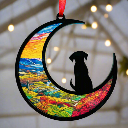 Dog Long Ears Moon Suncatcher